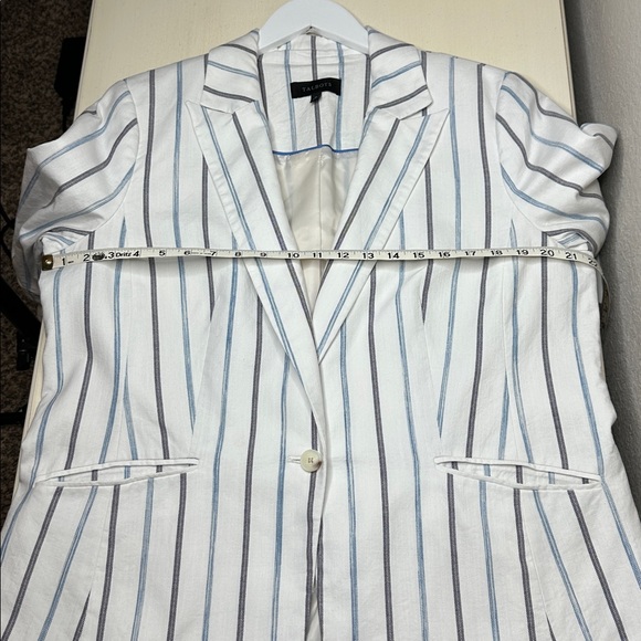 Talbots Women's Cinched Cuff Blazer White Black Stripe Cotton Size 16 - Picture 14 of 16